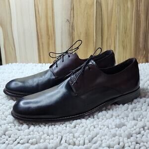 JOHN VARVATOS LEATHER CUSTOM DYED JET BLACK/ MAHOGANY MENS 10. 0 IN GUC